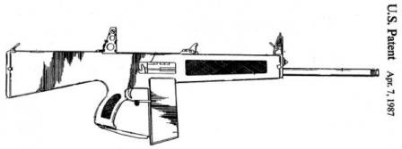 Drawing of AA-12 Atchisson assault shotgun (ca. 1985), gas operated, fromoriginal patent.