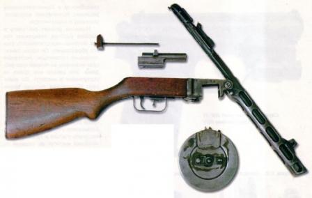  Shpagin PPSh-41 submachine gun partially disassembled.