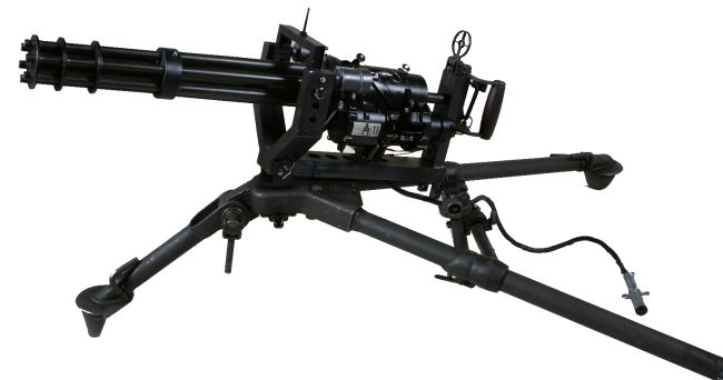 M134 Minigun on infantry type tripod, as often seen on civilian entertainment events such as Knob Creek machine gun shot in USA.