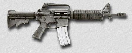 Colt Commando (model 733, note M16A2-style brass deflector and forward assist)