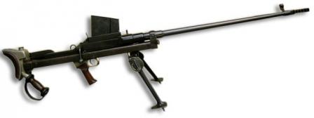 Boys Mk.I* anti-tank rifle, with flat muzzle brake and "inverted V" shaped bipod, as made by Inglis in Canada.