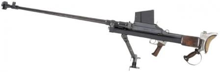 Boys Mk.I anti-tank rifle, with circular muzzle brake and "inverted T" shaped bipod, as made by BSA in england.