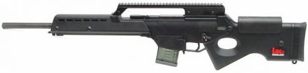 Винтовка Heckler-Koch HK SL-8 с ложей черного цвета и приподнятой прицельной планкой.