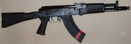 Saiga MK-03 carbine in 7,62x39, with AK-74M-type side-folding polymer butt and 30-round magazine.