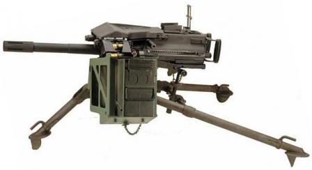 Mk.19 mod.3 automatic grenade launcher on tripod, with ammunition box attached.Today it is one of most widespread designs of this class in the world.