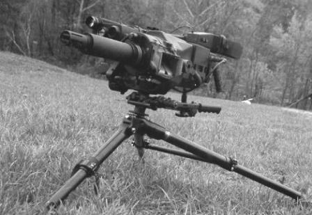 Mk.47 mod.0 Advanced Lightweight Grenade Launcher (ALGL) on standard tripod.