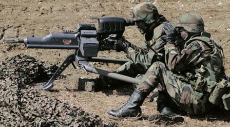 XM307 ACSW grenade launcher on field trials.