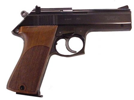 Korth pistol with alternative shape of trigger guard and black polished coating.