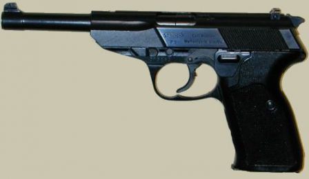 Walther P5 with long barrel.