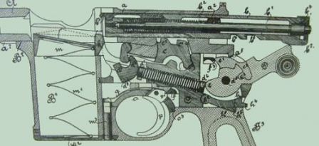 Mauser C-96 - тот же чертеж, затвор открыт.