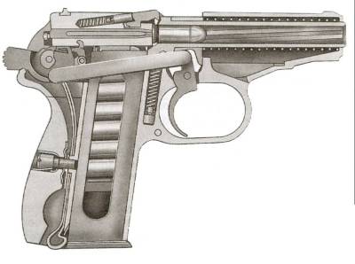 Pistolet Makarova (PM) cut out drawing