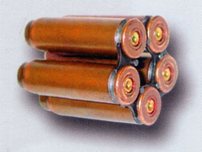 SP-4 silent ammunition loaded into 5-round OTs-38 flat clip