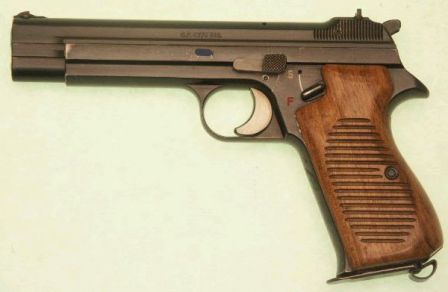 Early production (pre- P210 designation) SIG S.P. 47/8 pistol, left side