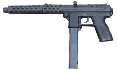 Intratec DC-9 pistol with screw-on barrel extension (fake silencer)