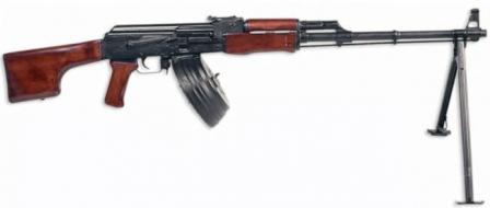 Kalashnikov RPK light machine gun with 75-round drum magazine.