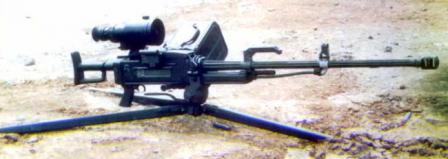 QJG-89 heavy machine gun with tripod set to low-profileposition; gun is fitted with IR / Night sight.