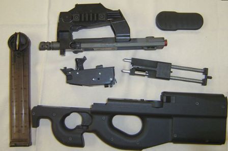 FN P90 partially disassembled.