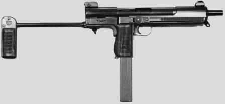 Mendoza HM-3 submachine gun, original 1970-80's era model, ready to be fired.