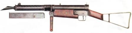 STEN Mk.I (STEN Mark 1) submachine gun, with magazine removed.