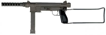  Smith & Wesson M76 submachine gun, left side; shoulder stock opened.