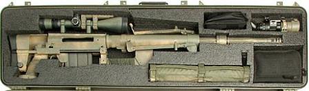 CheyTac Intervention M200 rifle in the carrying case.