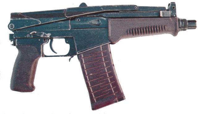 SR-3 Vikhr compact assault rifle, shoulder stock folded.