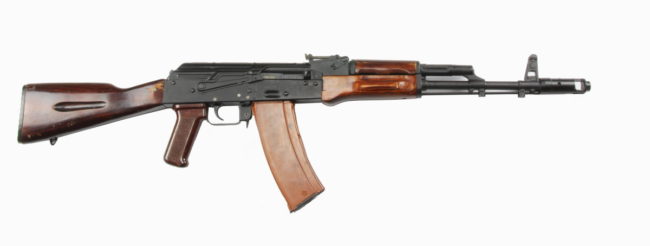 The Kalashnikov AK-74 rifle, made in 1980 at the Tula arms factory (TOZ)