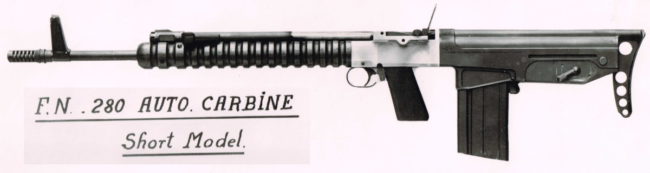 The FN light rifle prototype chambered for the British 7x41mm intermediate round, bullpup variant
