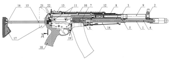 The 5.45x39mm A545 6P67 assault rifle, patent diagram